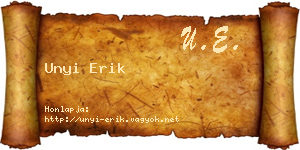 Unyi Erik névjegykártya